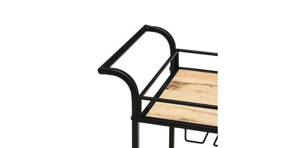 SERVIERWAGEN Schwarz, Eichefarben  - Eichefarben/Schwarz, Trend, Holzwerkstoff/Kunststoff (70,5/80/31,5cm) - Xora