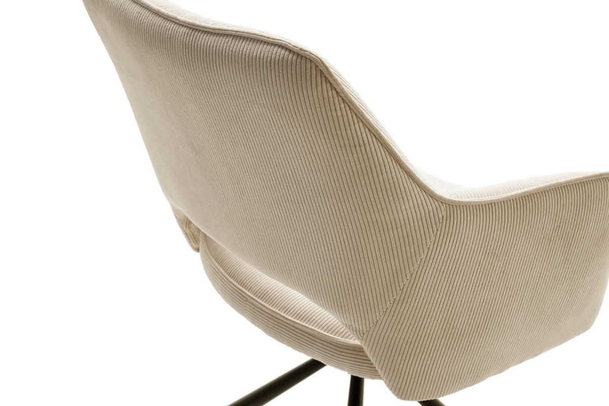 ARMLEHNSTUHL  Sitzfläche 180° drehbar Cord  - Beige/Creme, MODERN, Textil/Metall (61/85/61cm) - Livetastic