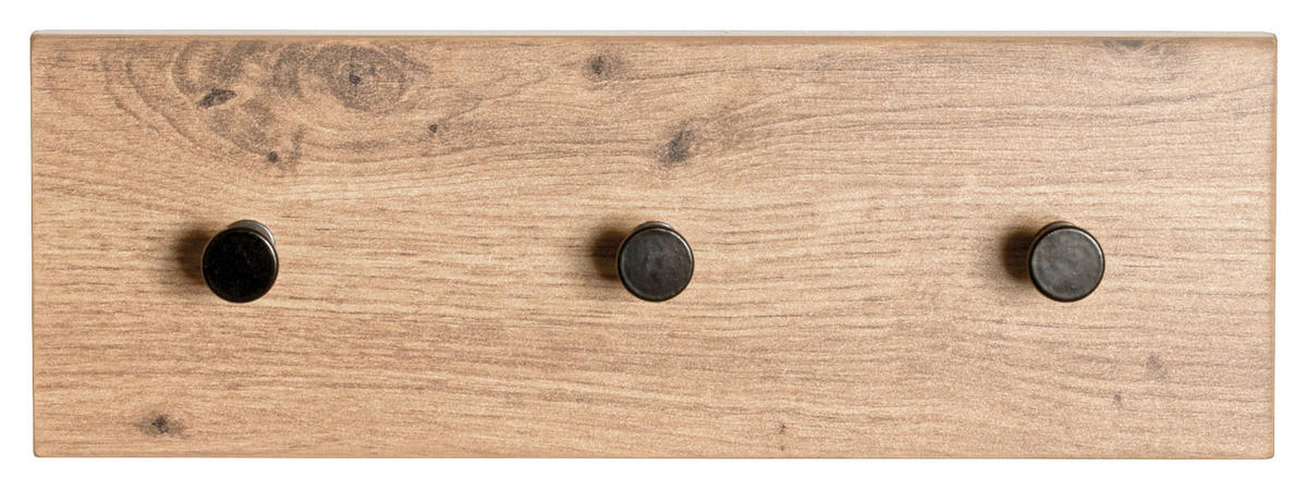 ZIDNI ČIVILUK  crna, boja hrasta  metal, pločasti materijal  - boja hrasta/crna, Osnovno, metal/pločasti materijal (35/12/5cm)