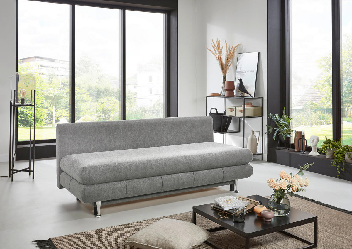 SCHLAFSOFA  mit Webstoff Grau  - Taupe/Edelstahlfarben, KONVENTIONELL, Kunststoff/Textil (190/93/92cm) - Carryhome