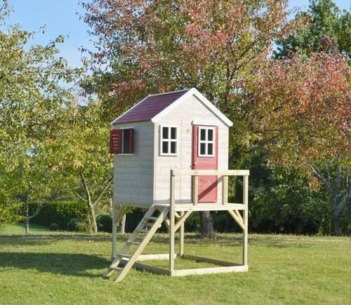 SPIELHAUS 197/242/167 cm  - Rot/Naturfarben, KONVENTIONELL, Holz (197/242/167cm) - Ambia Garden