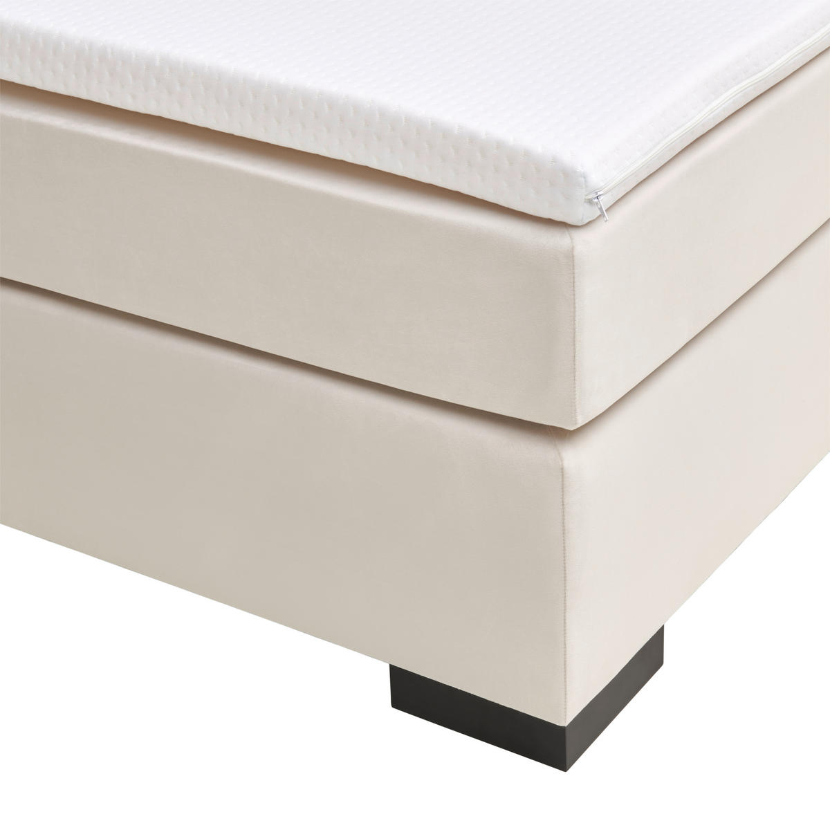 BOXSPRING-ÁGY 180/200 cm  krémszínű  - krémszínű/fekete, Modern, faalapú anyag/karton (180/200cm) - MID.YOU
