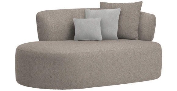 RÉCAMIERE in Plüsch Grau, Graubraun - Graubraun/Schwarz, MODERN, Kunststoff/Textil (166/86/105cm) - Hom`in