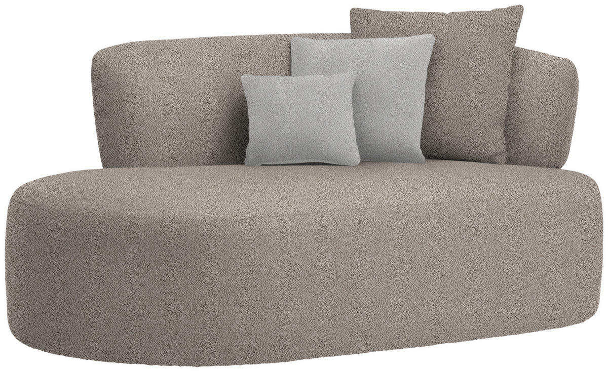 RÉCAMIERE in Plüsch Grau, Graubraun  - Graubraun/Schwarz, MODERN, Kunststoff/Textil (166/86/105cm) - Hom`in