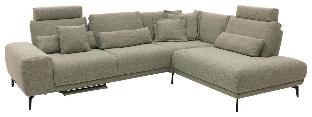 ECKSOFA Ottomane rechts  Grün Webstoff  - Schwarz/Grün, Design, Textil/Metall (300/239cm) - Musterring