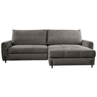 ECKSOFA in Struktur Graubraun  - Graubraun/Schwarz, Design, Textil/Metall (265/162cm) - MID.YOU