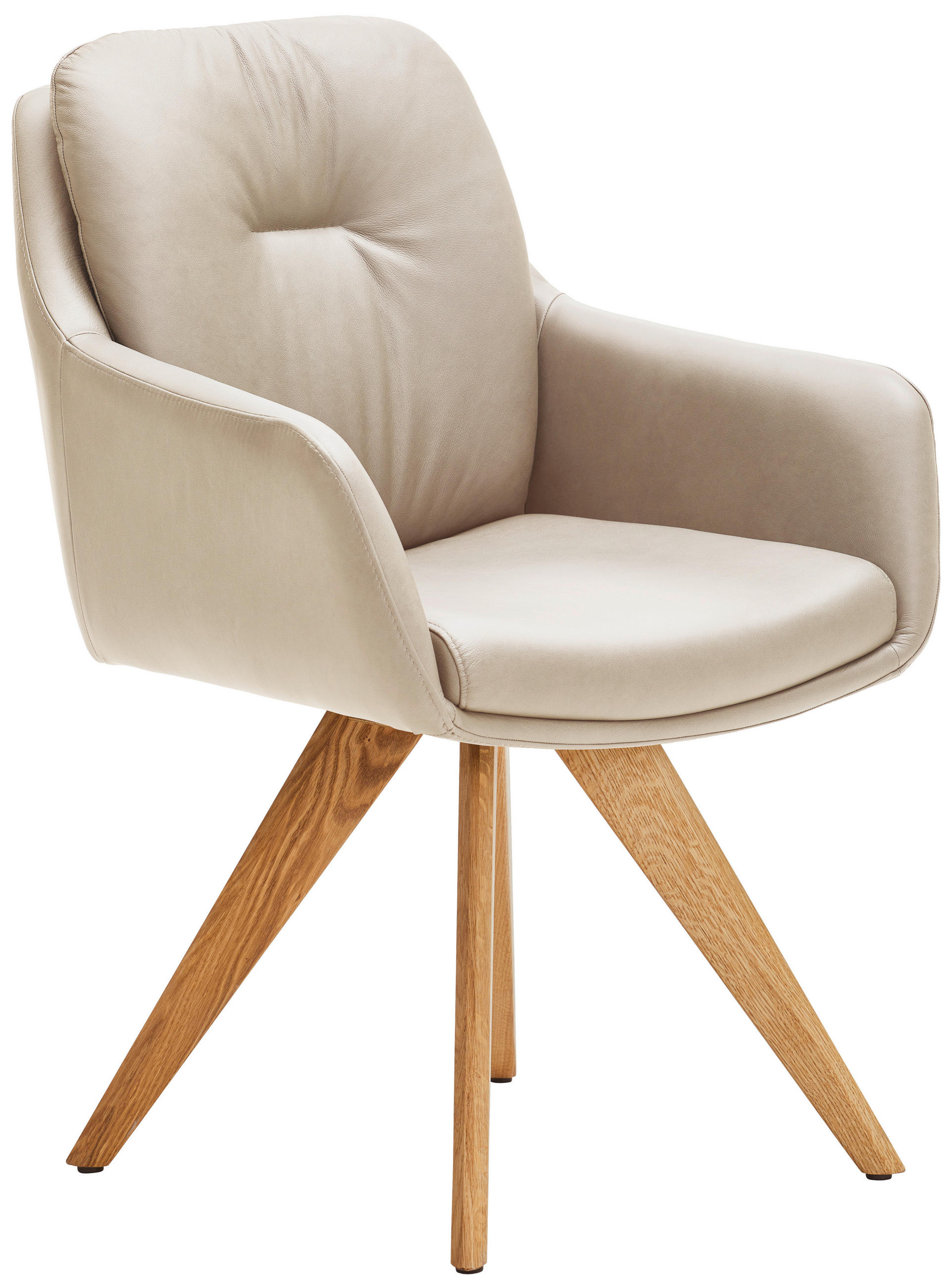 ARMLEHNSTUHL in Holz, Leder Beige, Wildeiche  - Wildeiche/Beige, Design, Leder/Holz (62/90/65cm) - Waldwelt