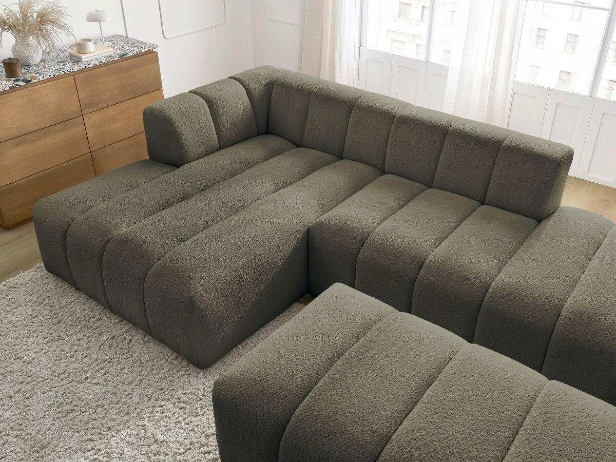 ECKSOFA  ANNECY Grün Bouclé  - Schwarz/Grün, MODERN, Kunststoff/Textil (170/262cm)