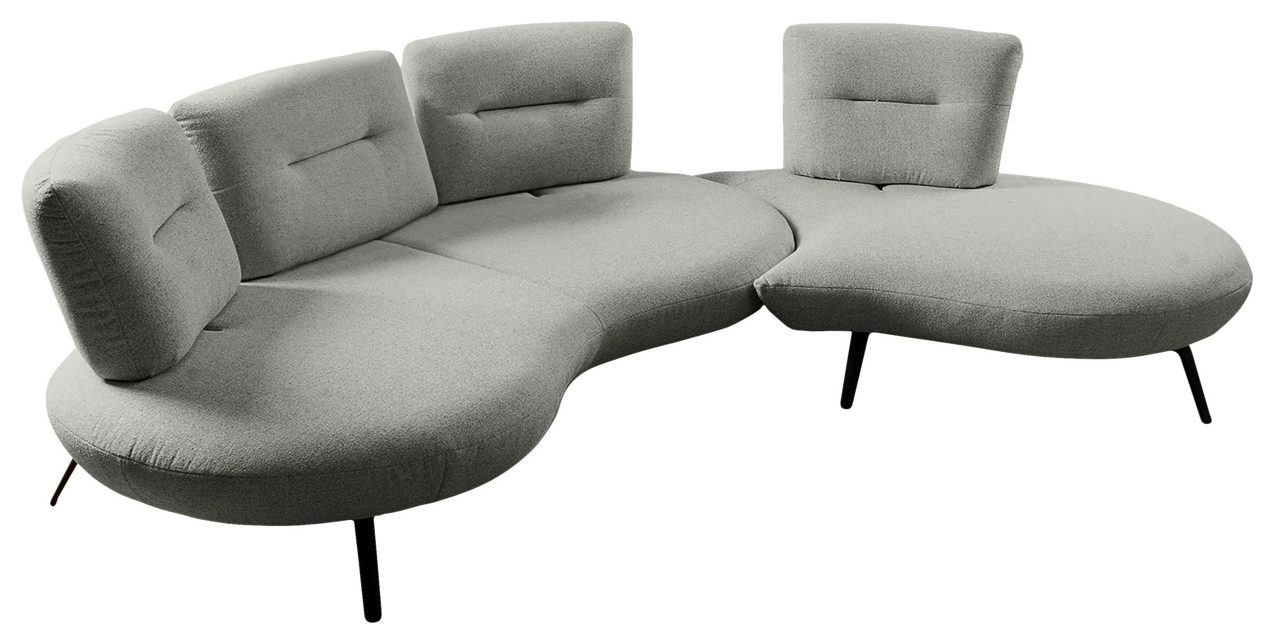 BIGSOFA Flachgewebe Hellgrau  - Hellgrau/Schwarz, Design, Textil/Metall (456/93/138cm) - Moderano