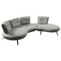 BIGSOFA Flachgewebe Hellgrau  - Hellgrau/Schwarz, Design, Textil/Metall (456/93/138cm) - Moderano