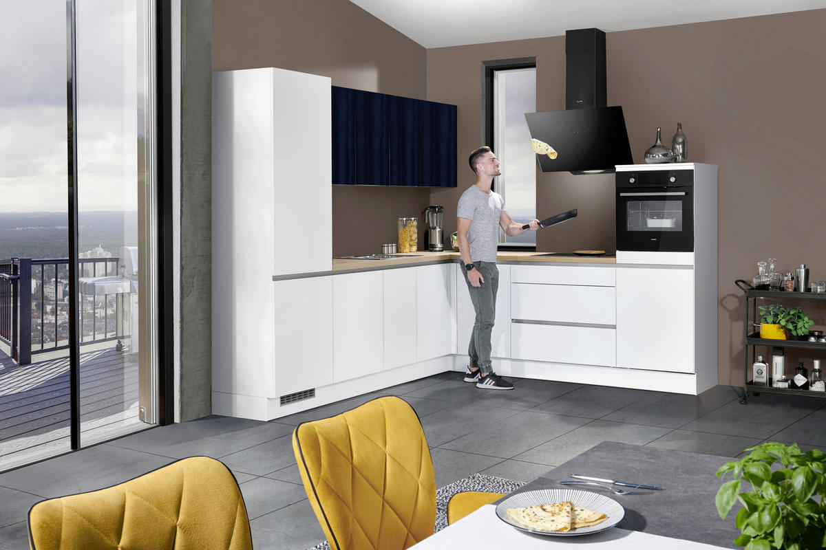 ECKKÜCHE 265/275 cm  in Weiß, Eichefarben  - Edelstahlfarben/Eichefarben, Basics, Holzwerkstoff/Metall (265/275cm) - Venda