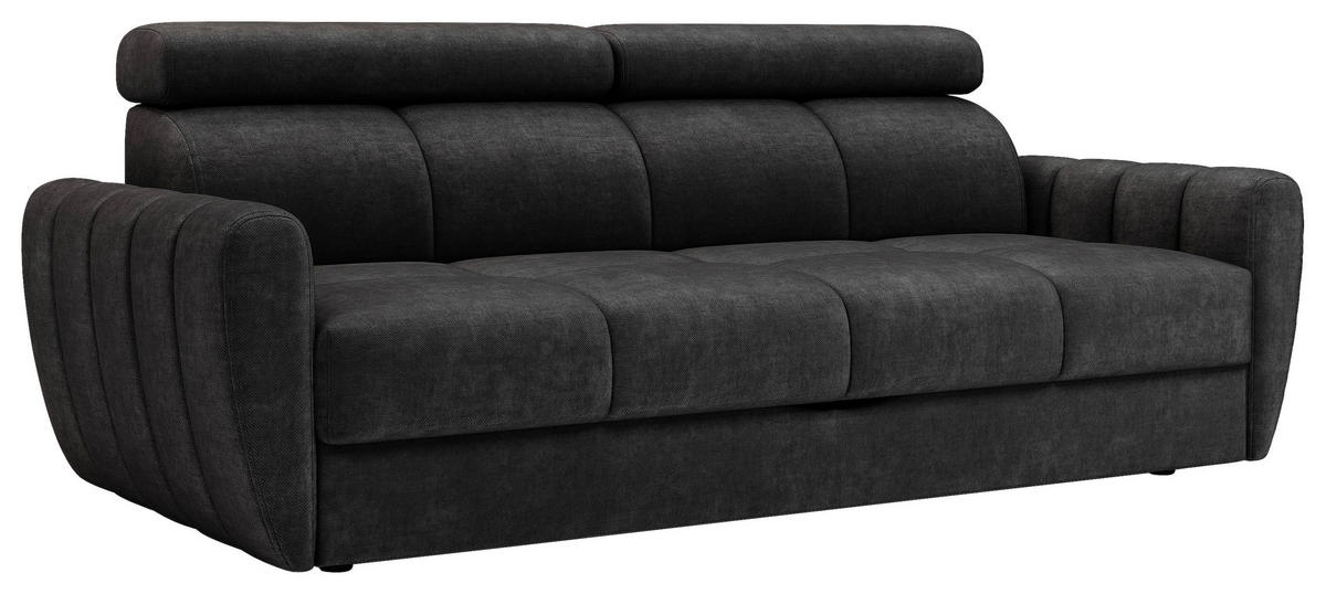 SCHLAFSOFA Flachgewebe Anthrazit  - Anthrazit/Schwarz, KONVENTIONELL, Textil/Metall (227/86-100/99cm) - Milino