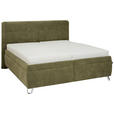 POLSTERBETT Matratze, Lattenrost, Bettkasten 180/200 cm  in Olivgrün  - Chromfarben/Weiß, KONVENTIONELL, Holz/Textil (180/200cm) - Dieter Knoll