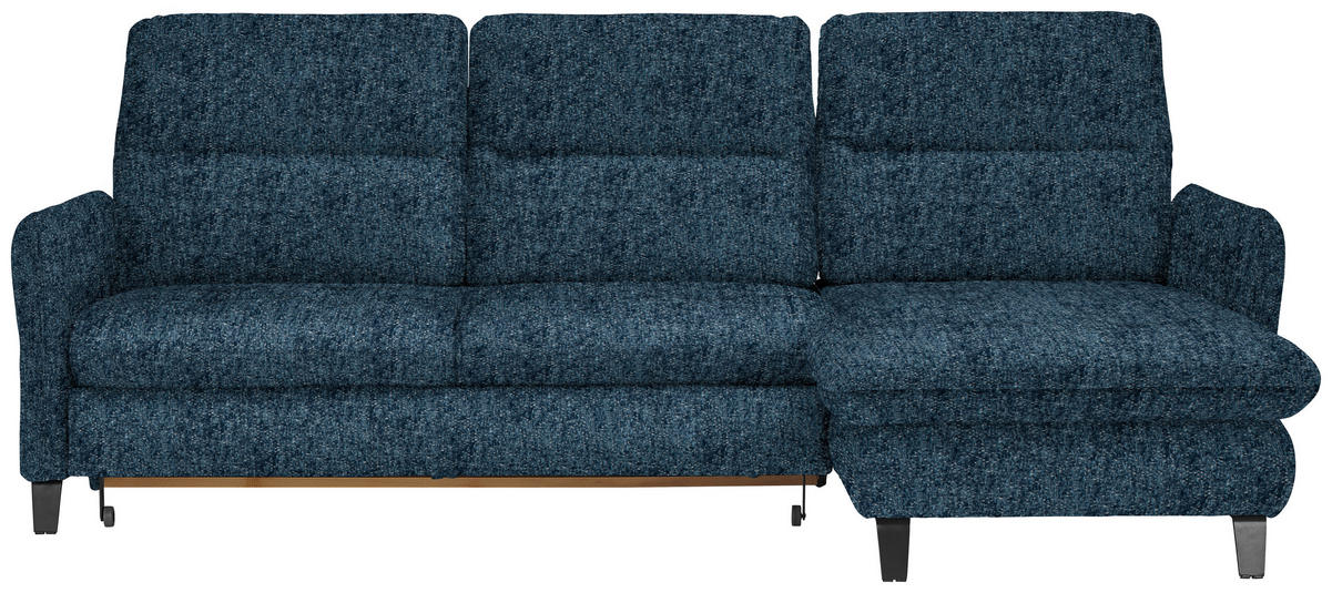 ECKSOFA Blau Chenille  - Blau/Schwarz, KONVENTIONELL, Textil/Metall (254/190cm) - Livetastic