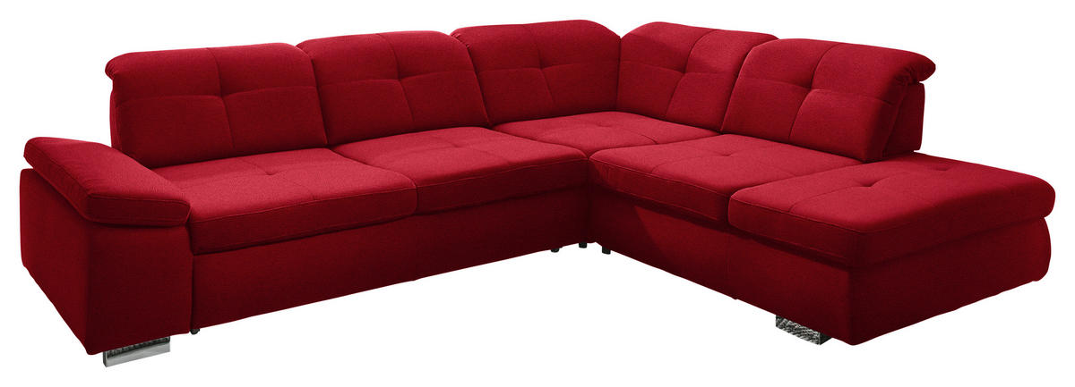 ECKSOFA  in Mikrofaser Rot  312/260 cm  - Chromfarben/Rot, Design, Textil/Metall (312/260cm) - Beldomo Style