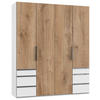 DREHTÜRENSCHRANK in Weiss, Eichefarben  - Chromfarben/Weiss, Modern, Holzwerkstoff (200/236/58cm) - MID.YOU