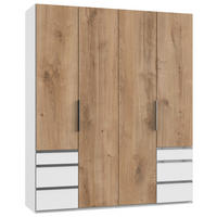 DREHTÜRENSCHRANK  in Weiß, Eichefarben  - Chromfarben/Eichefarben, MODERN, Holzwerkstoff (200/236/58cm) - MID.YOU