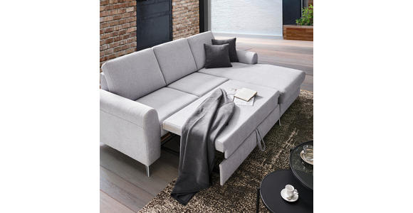 ECKSOFA in Flachgewebe Creme  - Silberfarben/Creme, Design, Textil/Metall (167/244cm) - Cantus