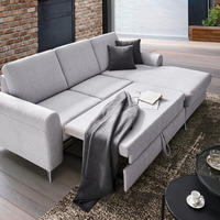 ECKSOFA in Flachgewebe Dunkelblau  167/244 cm  - Silberfarben/Dunkelblau, Design, Textil/Metall (167/244cm) - Cantus