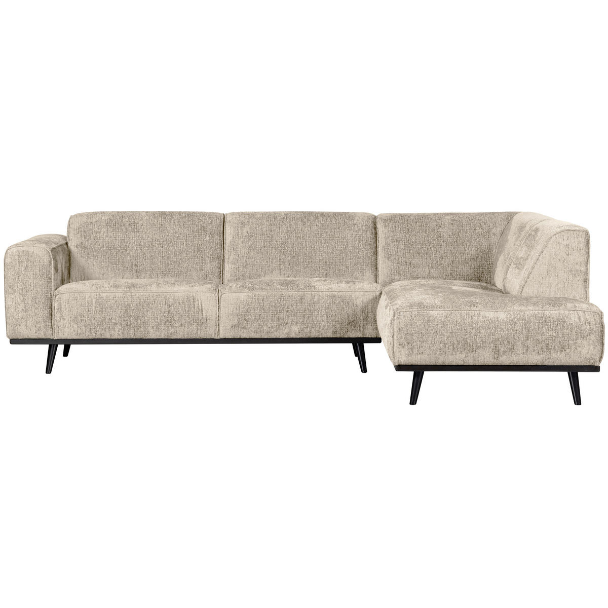 ECKSOFA Statement Naturfarben Samt  - Schwarz/Naturfarben, Design, Holz/Textil (274/210cm) - Livetastic