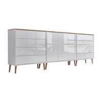 SIDEBOARD Mailand Set 8 + HF  in 263,5/86/33 cm  - Weiß Hochglanz/Eiche Artisan, MODERN, Holz/Holzwerkstoff (263,5/86/33cm) - MID.YOU
