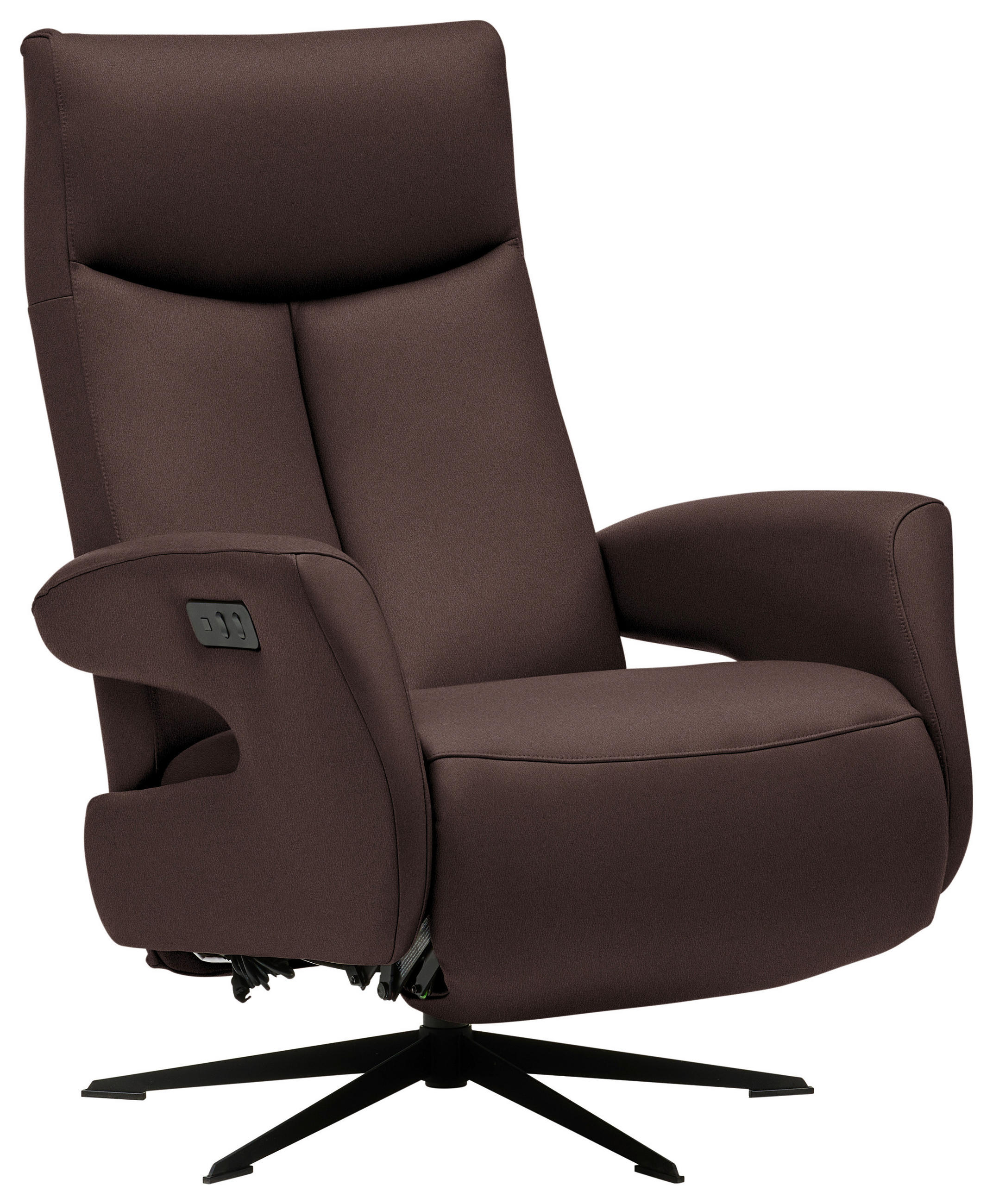 RELAXSESSEL Echtleder Relaxfunktion    - Dunkelbraun/Schwarz, Design, Leder/Metall (74/105/82cm) - Welnova