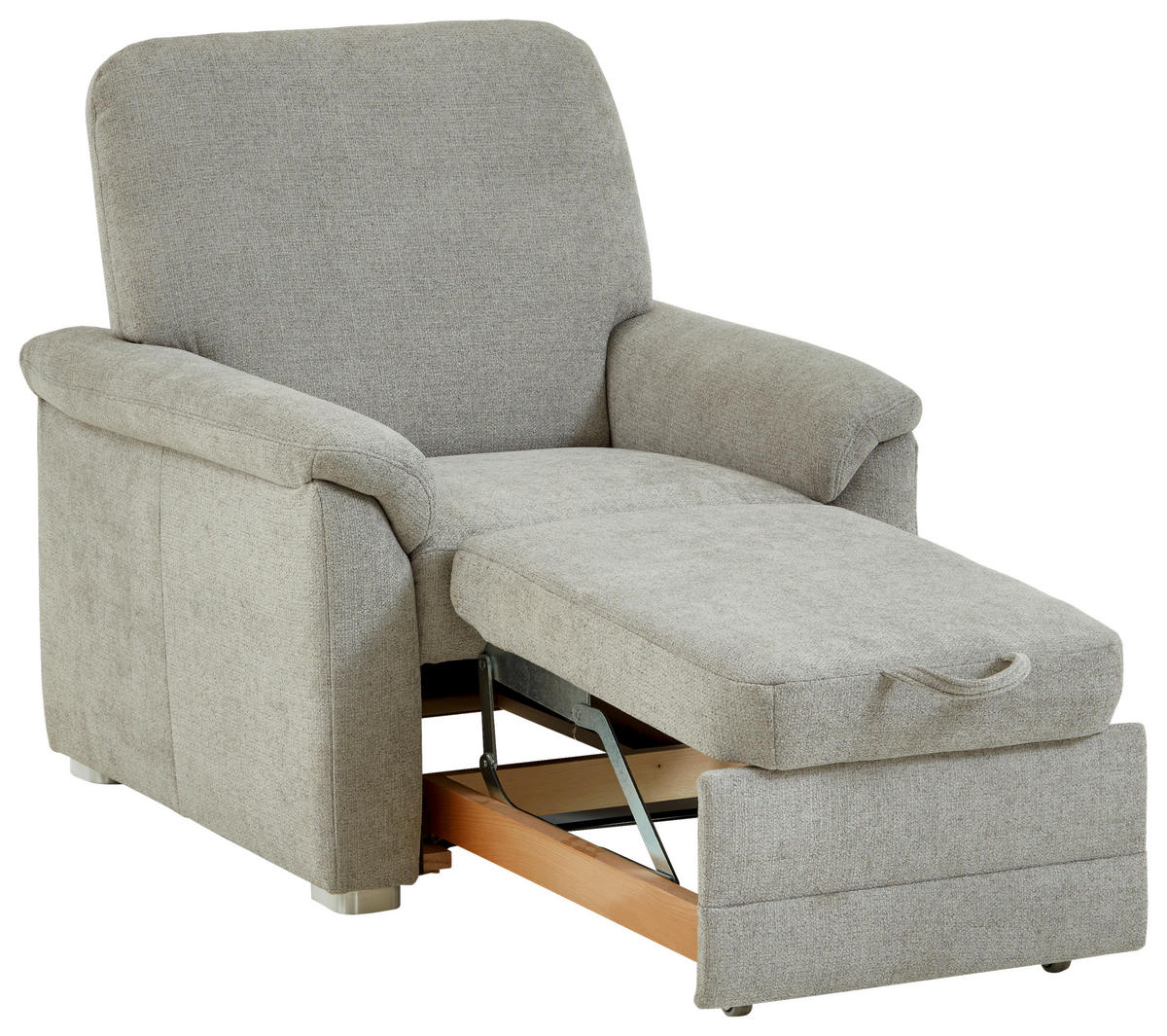 SESSEL Chenille Hellgrau  - Hellgrau/Alufarben, Konventionell, Textil/Metall (88/96/89cm) - Beldomo Comfort