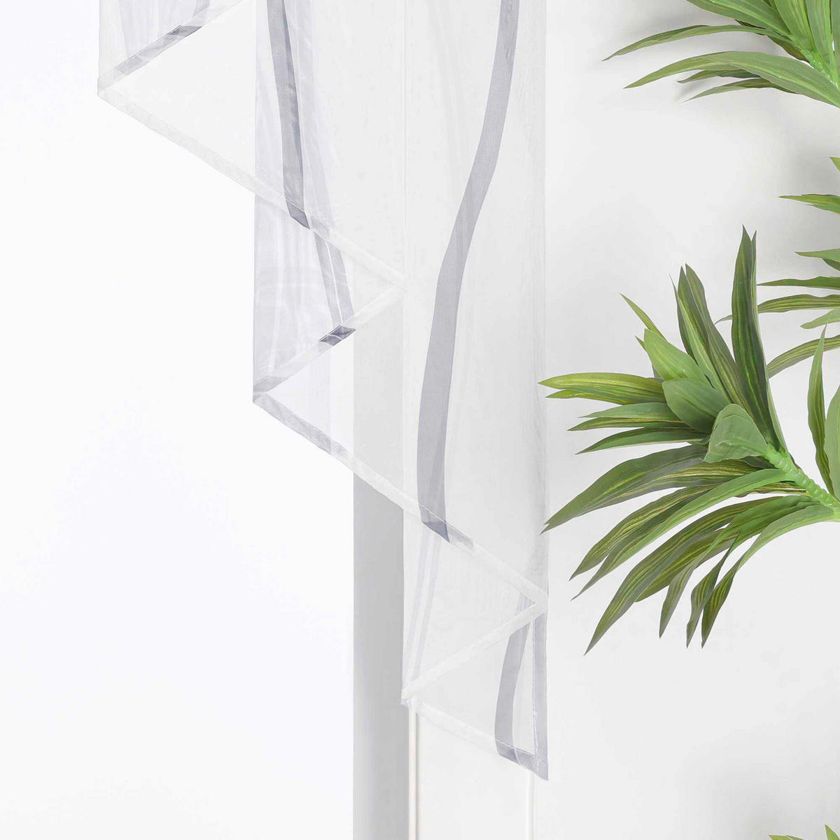 KURZGARDINE   100/100 cm   - Weiß/Grau, Basics, Textil (100/100cm)
