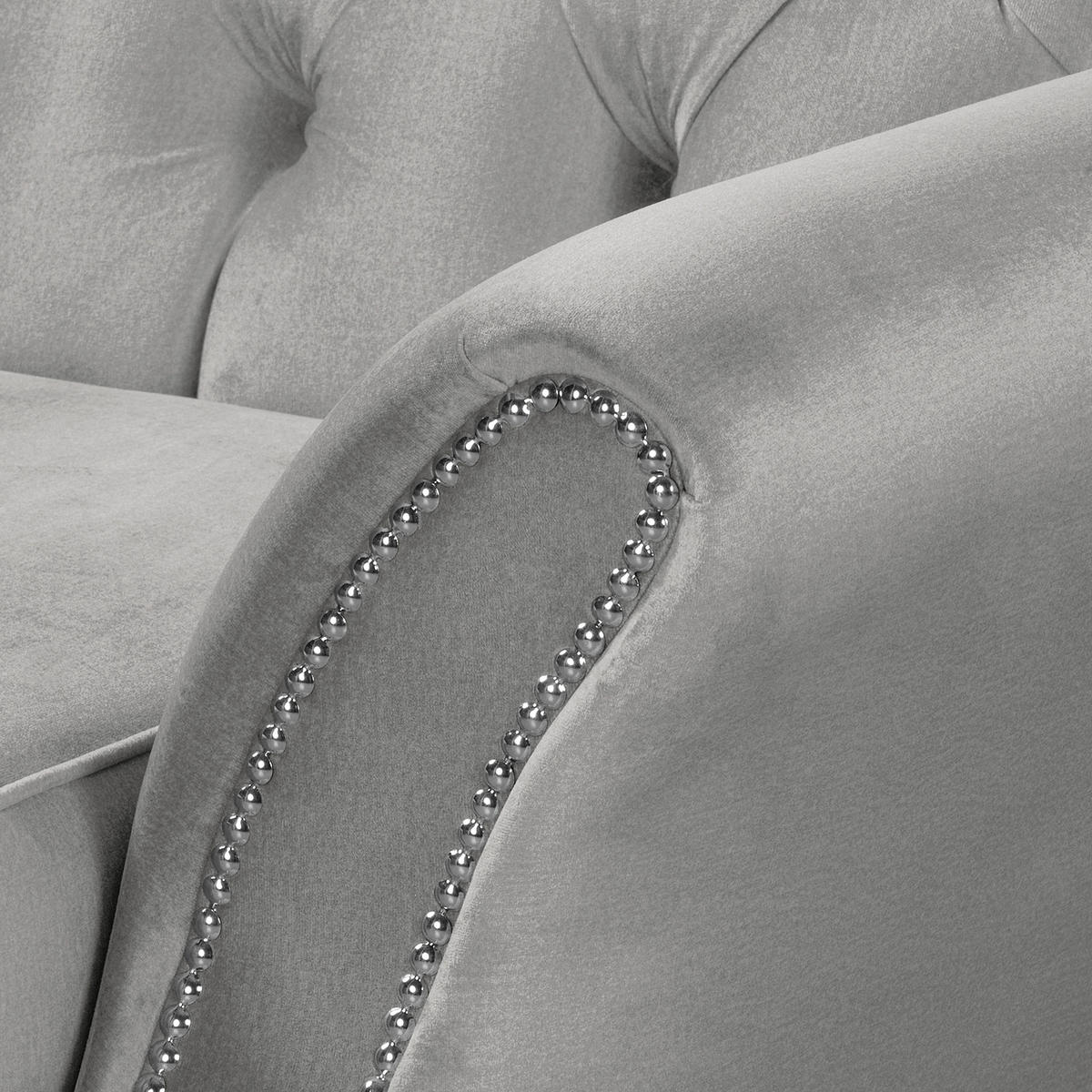 3-SITZER-SOFA Jersey in Velours Grau  - Dunkelbraun/Grau, Design, Holz/Textil (210/98/95cm) - P & B