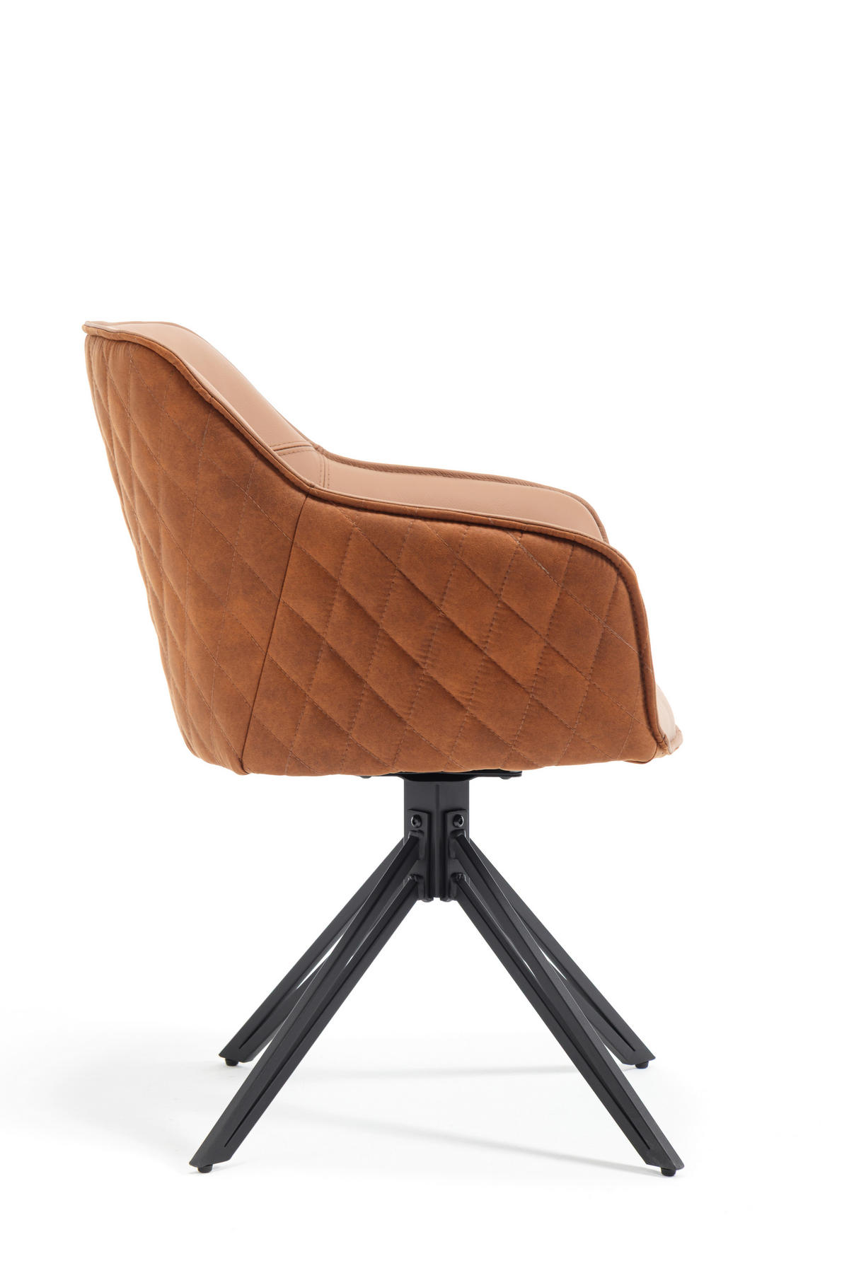 ARMLEHNSTUHL  Sitzfläche 180° drehbar, automatische Rückholfunktion Mikrofaser Echtleder  - Schwarz/Braun, MODERN, Leder/Textil (59/82/62cm) - MID.YOU