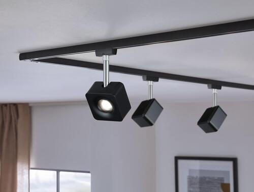 SCHIENENSYSTEM-STRAHLER Urail 7,7/16,5/4,7 cm   - Chromfarben/Schwarz, Design, Kunststoff/Metall (7,7/16,5/4,7cm) - Paulmann