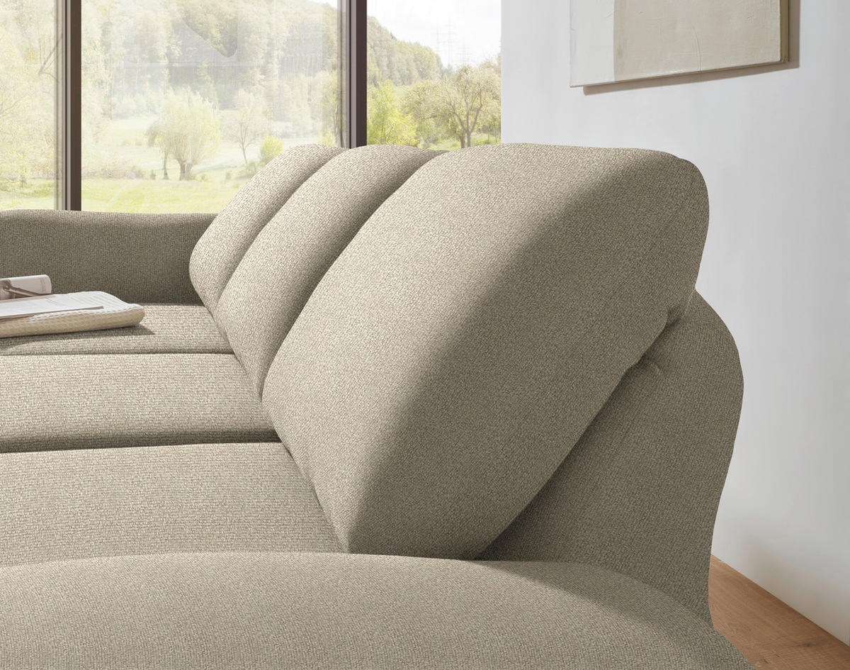 ECKSOFA  in Flachgewebe Beige  175-224/255-365 cm  - Beige/Schwarz, Design, Textil/Metall (175-224/255-365cm) - Dieter Knoll