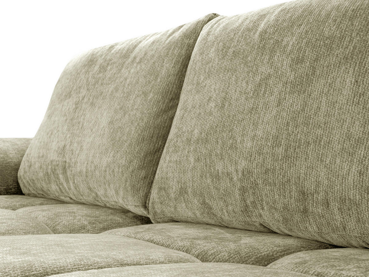 ECKSOFA  in Chenille Hellgrün  - Chromfarben/Schwarz, KONVENTIONELL, Kunststoff/Textil (183/290cm) - Xora