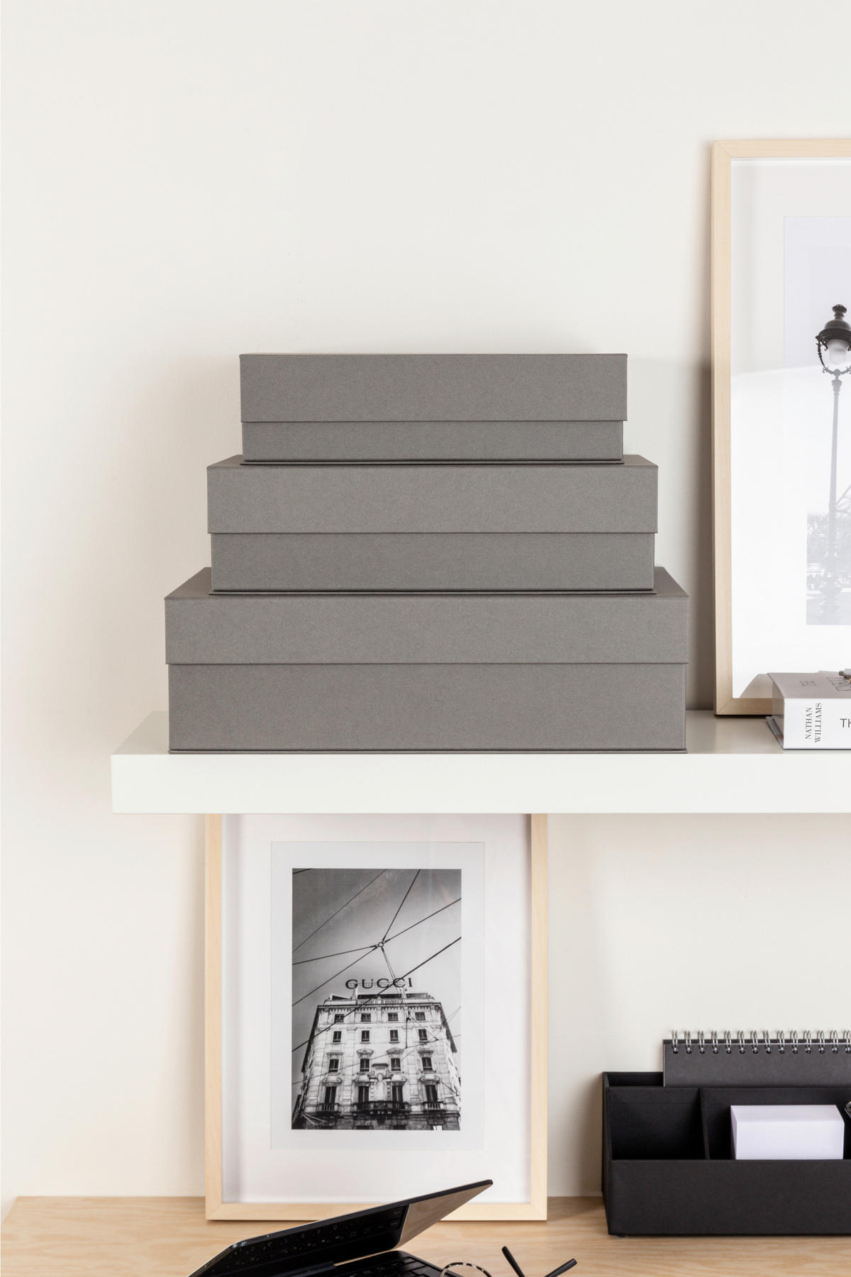 AUFBEWAHRUNGSBOX    29.5/42.5/13 cm  - Grau, Basics, Karton/Papier (29.5/42.5/13cm)