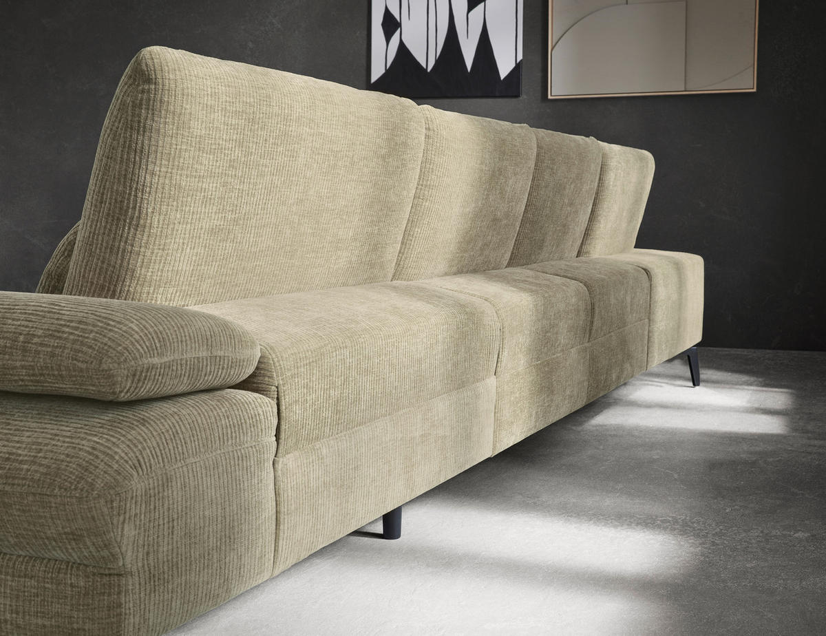 WOHNLANDSCHAFT in Webstoff Beige  - Beige/Schwarz, Design, Textil/Metall (208/354/157cm) - Dieter Knoll