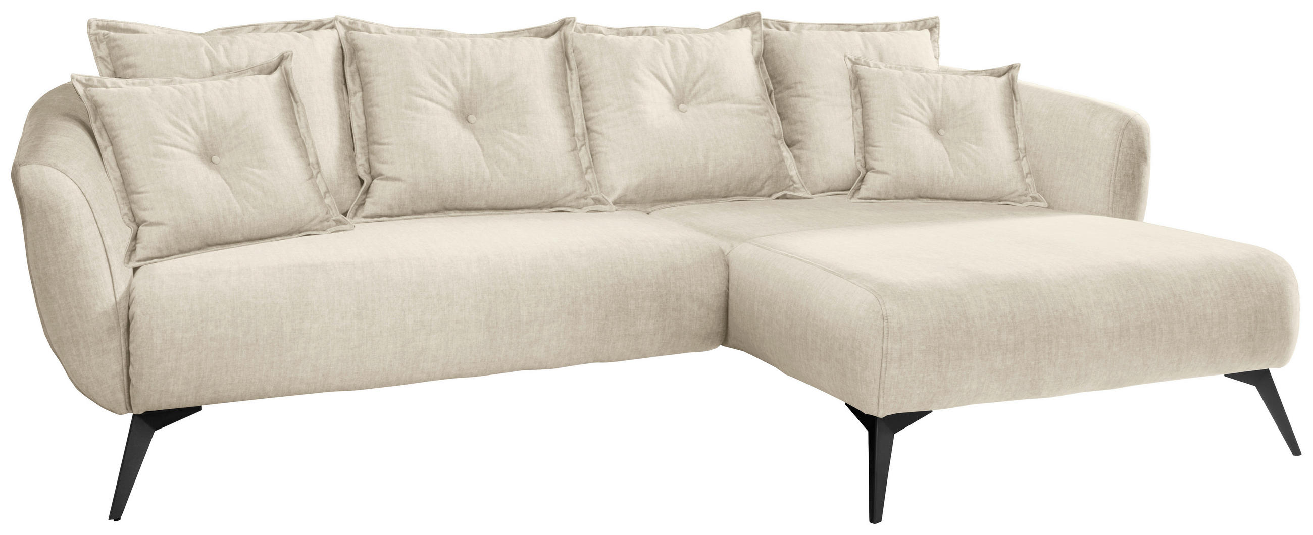 ECKSOFA in Velours Beige  277/162 cm  - Beige/Schwarz, MODERN, Textil/Metall (277/162cm) - Livetastic