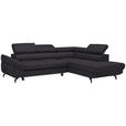 ECKSOFA in Echtleder Dunkelbraun  - Dunkelbraun/Schwarz, Design, Leder/Metall (270/220cm) - Novel