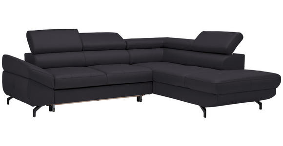 ECKSOFA in Echtleder Dunkelbraun  - Dunkelbraun/Schwarz, Design, Leder/Metall (270/220cm) - Novel