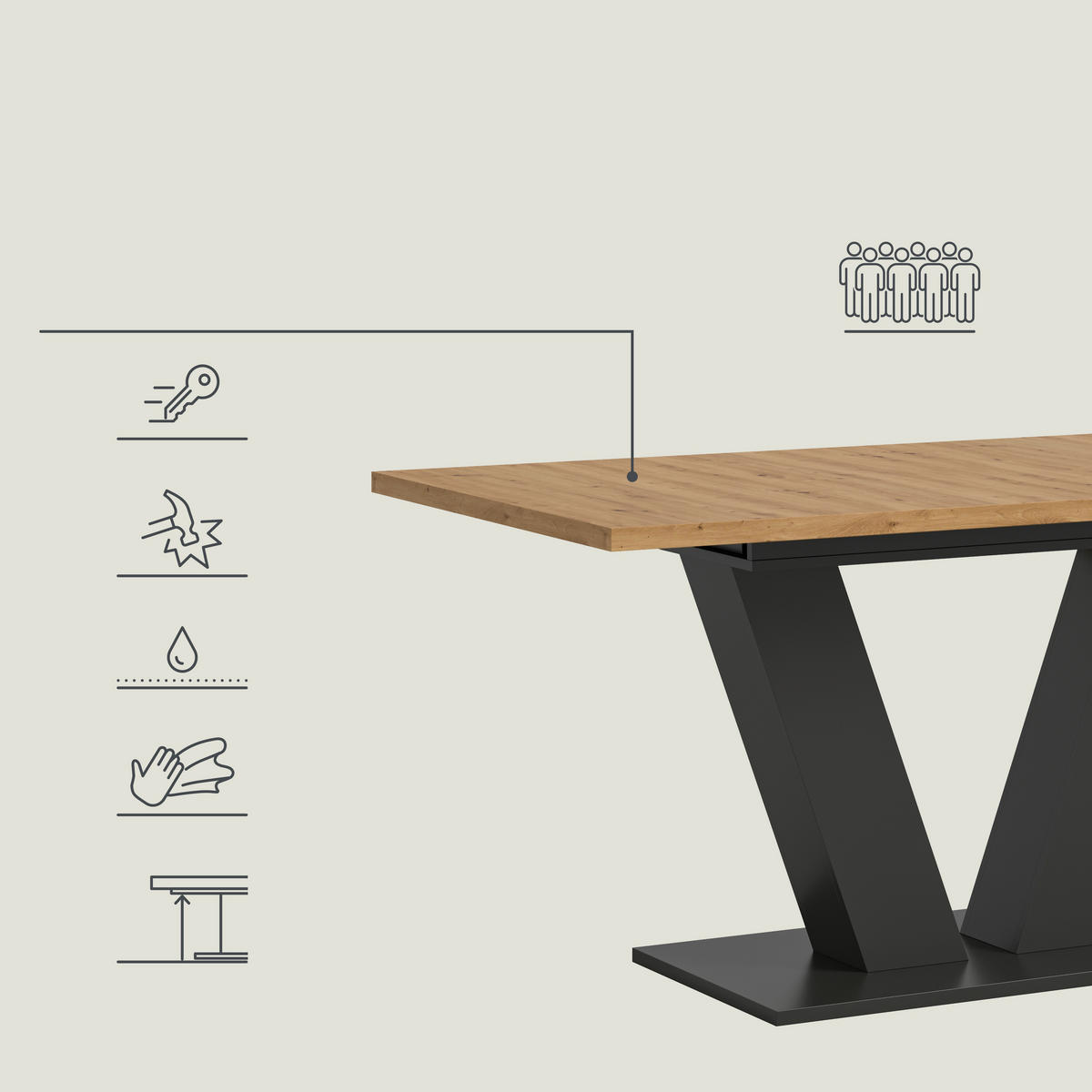 AUSZIEHTISCH Holzwerkstoff 150-190/90/75 cm  - Trend, Holzwerkstoff (150-190/90/75cm) - MID.YOU