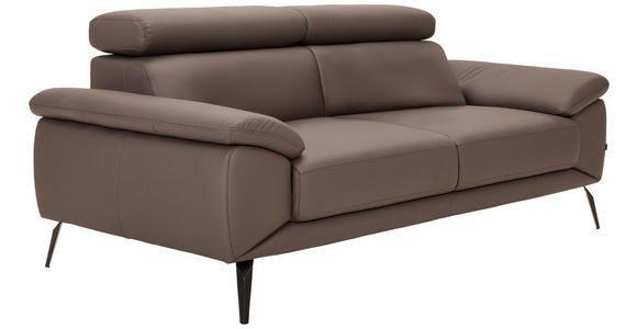 2-SITZER-SOFA Braun Echtleder  - Schwarz/Braun, Design, Leder/Metall (203/86-103/104cm) - Novel