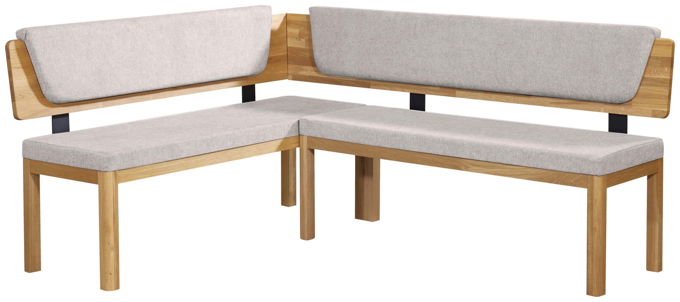 ECKBANK 155/195 cm Webstoff Eichefarben, Hellgrau Eiche vollmassiv   - Eichefarben/Hellgrau, KONVENTIONELL, Holz/Textil (155/195cm) - Linea Natura