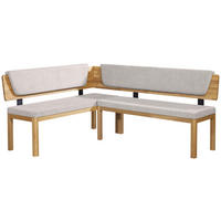 ECKBANK 171/208 cm Webstoff Eichefarben, Hellgrau Eiche vollmassiv   - Eichefarben/Hellgrau, KONVENTIONELL, Holz/Textil (171/208cm) - Linea Natura
