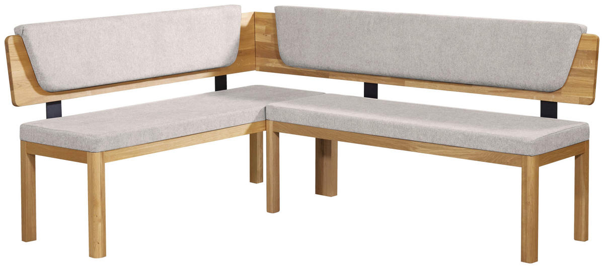 ECKBANK 171/208 cm Webstoff Eichefarben, Hellgrau Eiche vollmassiv   - Eichefarben/Hellgrau, KONVENTIONELL, Holz/Textil (171/208cm) - Linea Natura