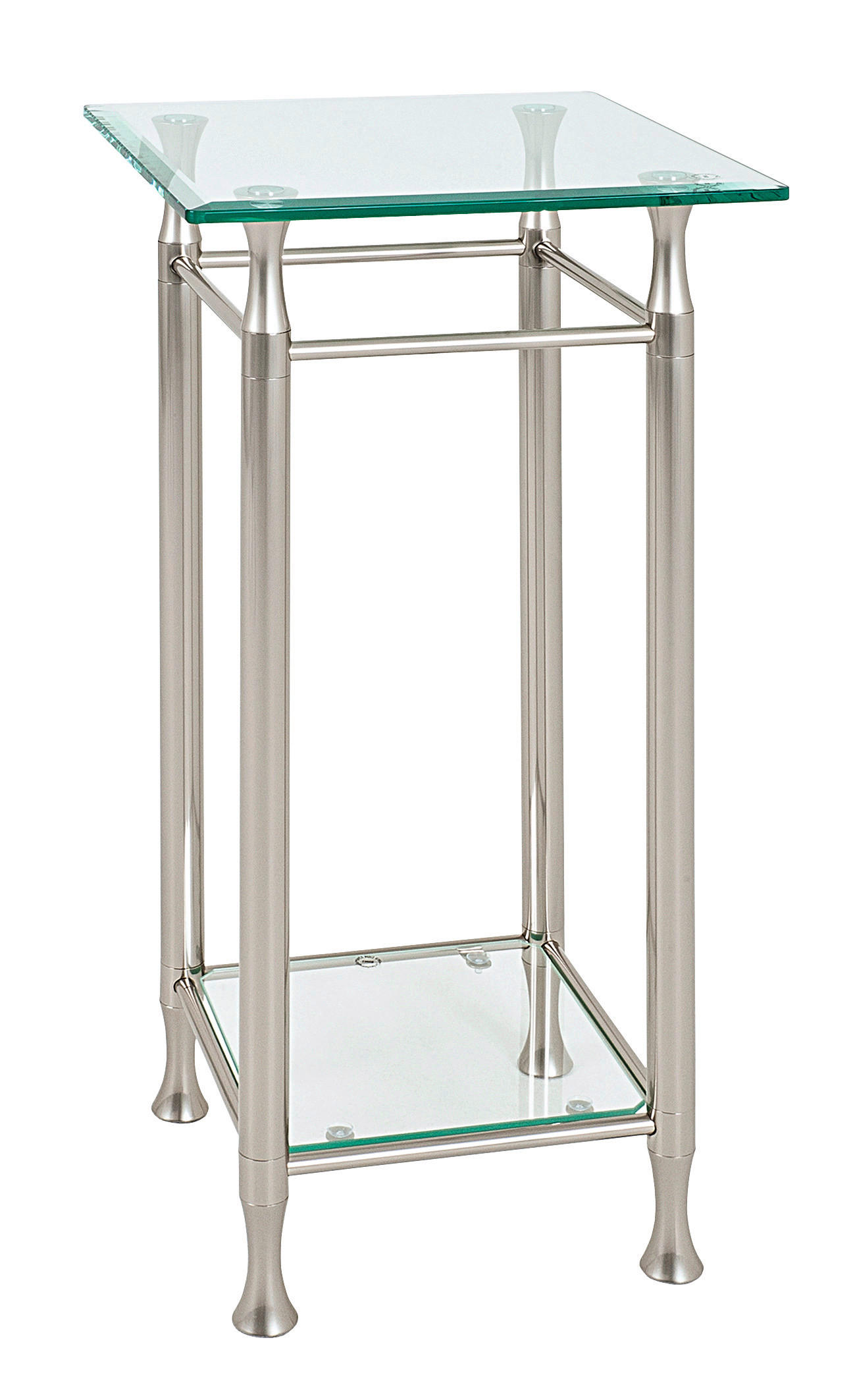 BEISTELLTISCH quadratisch Edelstahlfarben - Edelstahlfarben, Basics, Glas/Metall (35/35/72cm)