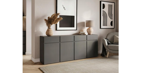 SIDEBOARD  200/79,6/39,8 cm 4 Schublade(n)  - Anthrazit/Schwarz, Design, Holzwerkstoff/Kunststoff (200/79,6/39,8cm) - Xora