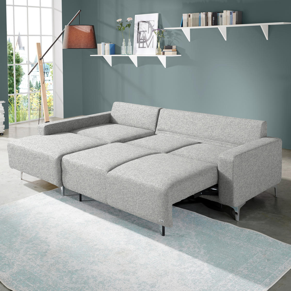 ECKSOFA  in Mikrovelours Naturfarben  160/248 cm  - Alufarben/Naturfarben, Design, Textil/Metall (160/248cm) - Sedda