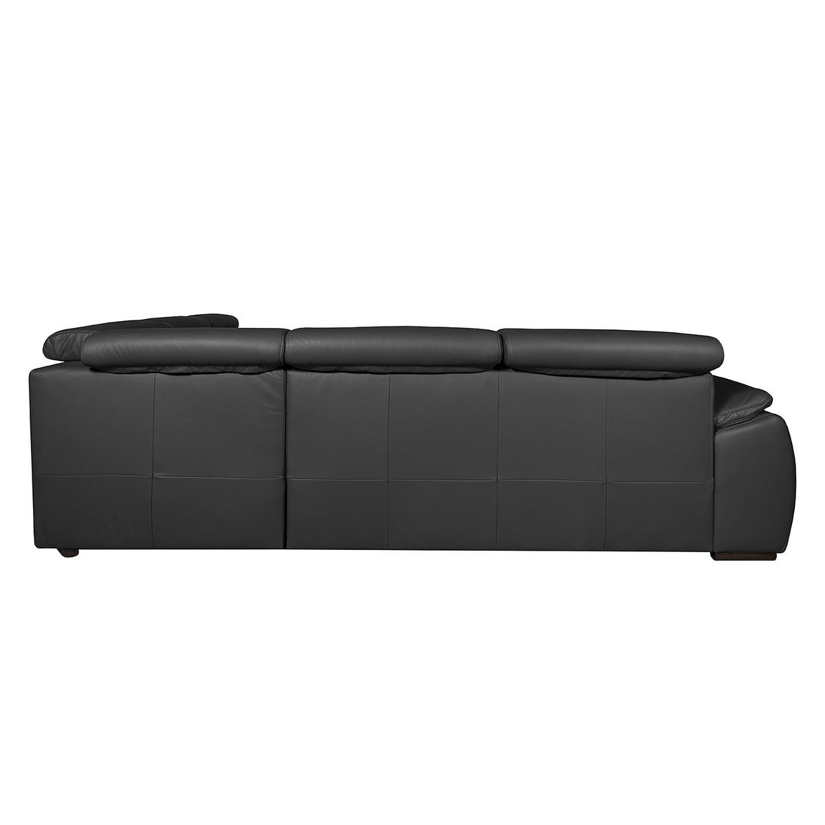 ECKSOFA Schwarz Echtleder  - Wengefarben/Schwarz, Design, Leder/Holz (265/265cm) - Livetastic