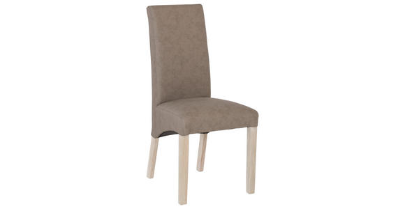 STUHL in Lederlook Textil - Graubraun/Sonoma Eiche, KONVENTIONELL, Holz/Textil (47/102/57cm) - Carryhome