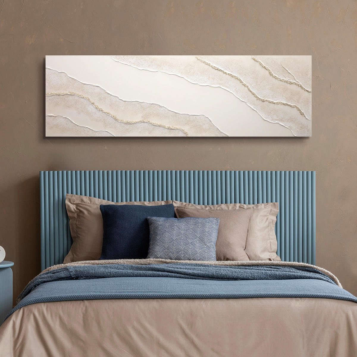 ÖLGEMÄLDE Abstraktes, Strukturen 180/50 cm  - Perlmutt/Weiß, LIFESTYLE, Holzwerkstoff/Textil (180/50cm) - Monee