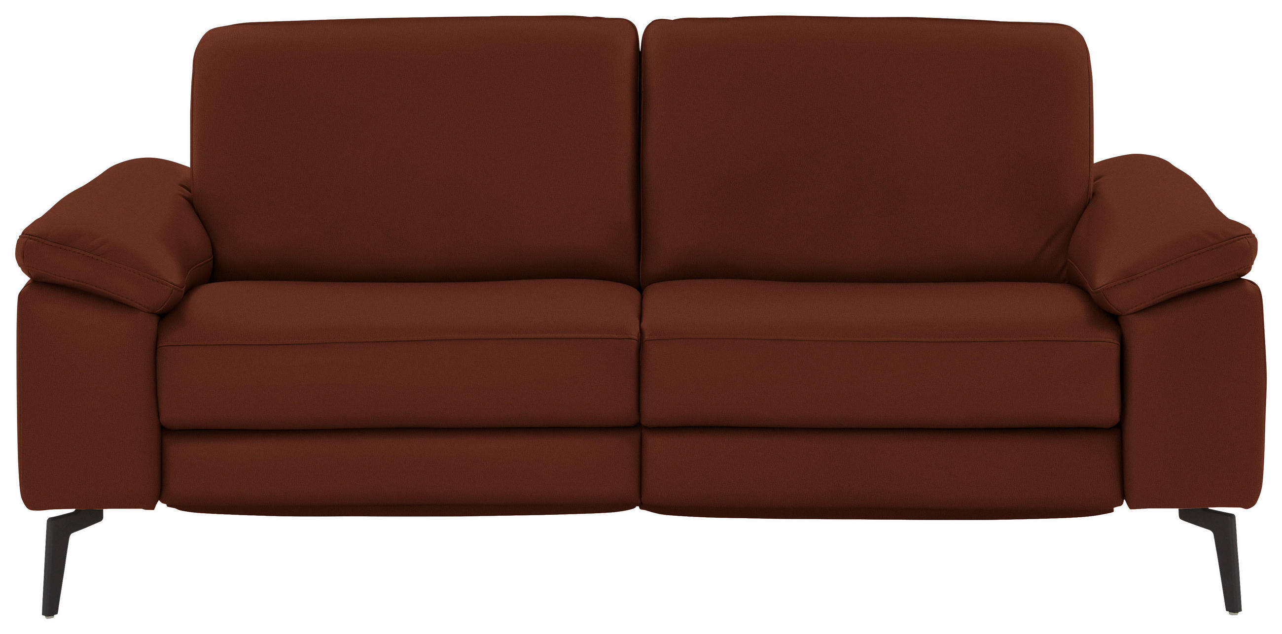 2,5-SITZER in Leder Rotbraun  - Rotbraun/Schwarz, Design, Leder/Metall (196/88/100cm) - Valdera